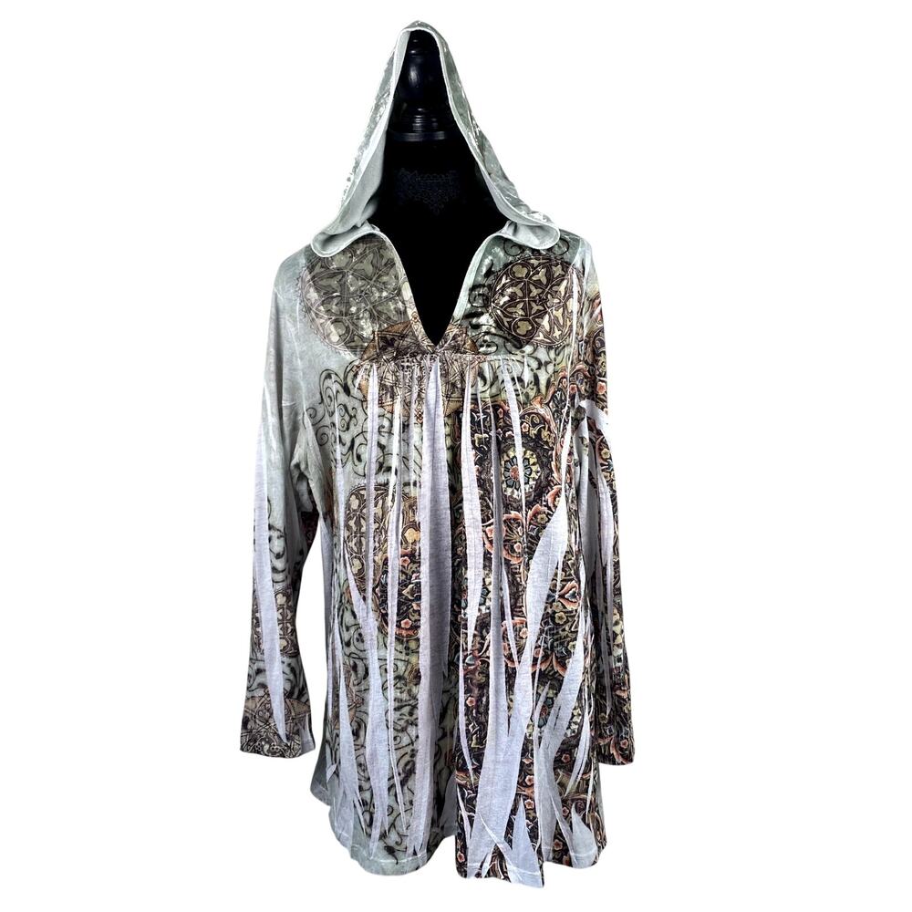 Casual Freedom Celtic Whimsigoth Boho Forest Fairy Velvet Hood AOP Dyed Hoodie